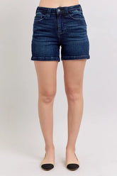 Judy Blue Full Size High Waist Back Flap Pocket Denim Shorts Plus Size