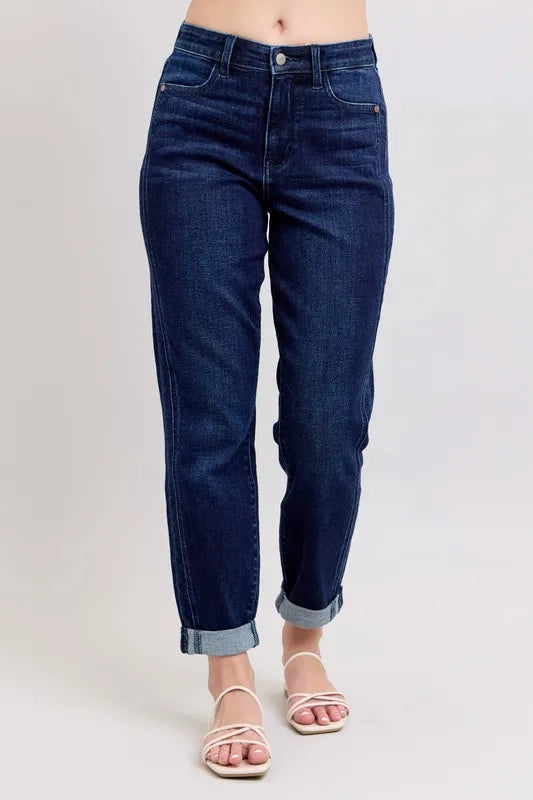 Judy Blue Full Size High Waist Boyfriend Jeans Plus Size DK / 0(24)
