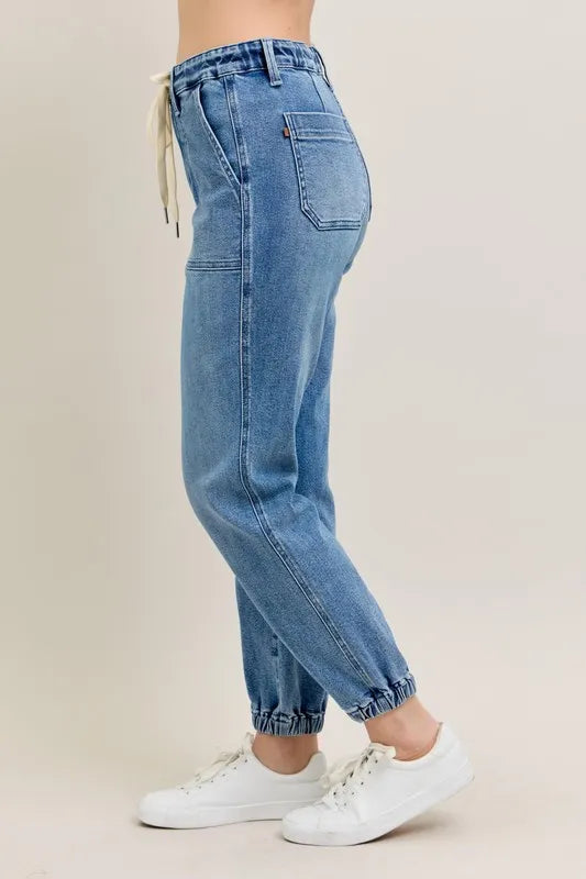Judy Blue Full Size High Waist Denim Jogger Plus Size