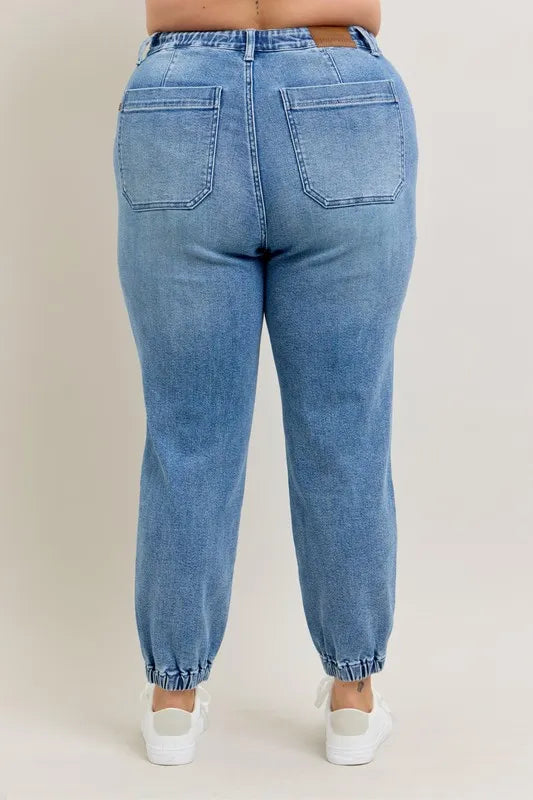 Judy Blue Full Size High Waist Denim Jogger Plus Size