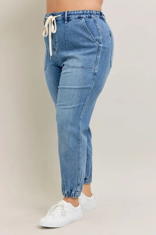 Judy Blue Full Size High Waist Denim Jogger Plus Size