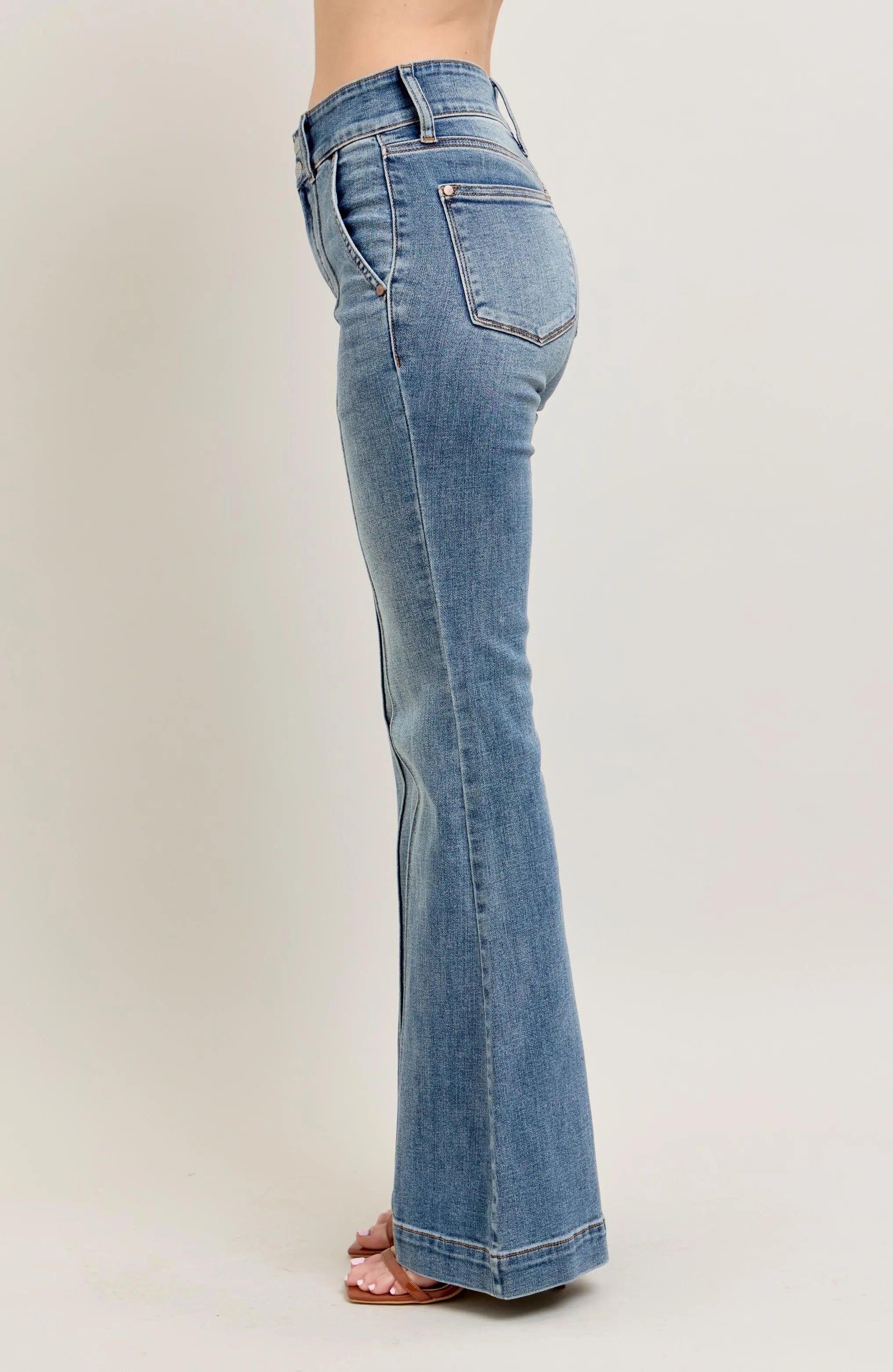 Judy Blue Full Size High-Waist Flare Denim Jeans with Front Seam Detail Plus Size