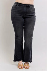 Judy Blue Full Size High Waist Flare W/ Mock Fray Tulip Hem Plus Size