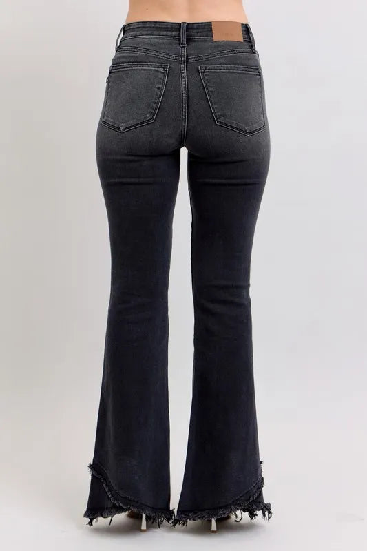 Judy Blue Full Size High Waist Flare W/ Mock Fray Tulip Hem Plus Size