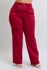 Judy Blue Full Size High Waist Heart Shaped Back Pockets 90's Straight Jeans Plus Size