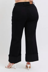 Judy Blue Full Size High Waist Reto Wide Leg W/ Cuff Plus Size