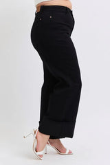 Judy Blue Full Size High Waist Reto Wide Leg W/ Cuff Plus Size