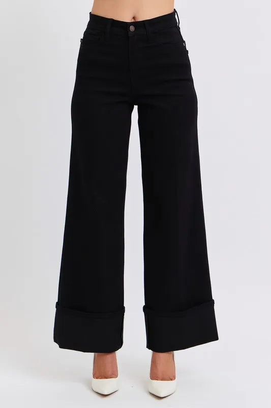 Judy Blue Full Size High Waist Reto Wide Leg W/ Cuff Plus Size