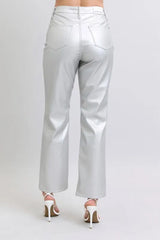 Judy Blue Full Size High Waist Silver Faux Leather Pants Plus Size