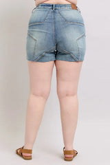 Judy Blue Full Size High Waist Star Seam Detail Denim Shorts Plus Size
