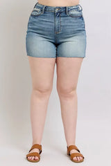 Judy Blue Full Size High Waist Star Seam Detail Denim Shorts Plus Size