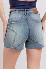 Judy Blue Full Size High Waist Star Seam Detail Denim Shorts Plus Size