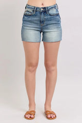 Judy Blue Full Size High Waist Star Seam Detail Denim Shorts Plus Size