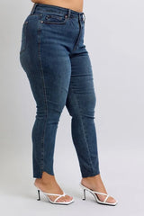 Judy Blue Full Size High Waist Tummy Control Step Hem Skinny Jeans Plus Size