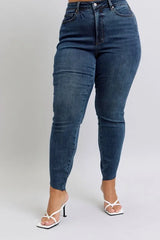 Judy Blue Full Size High Waist Tummy Control Step Hem Skinny Jeans Plus Size