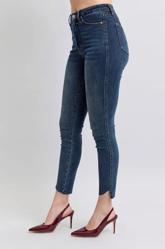 Judy Blue Full Size High Waist Tummy Control Step Hem Skinny Jeans Plus Size
