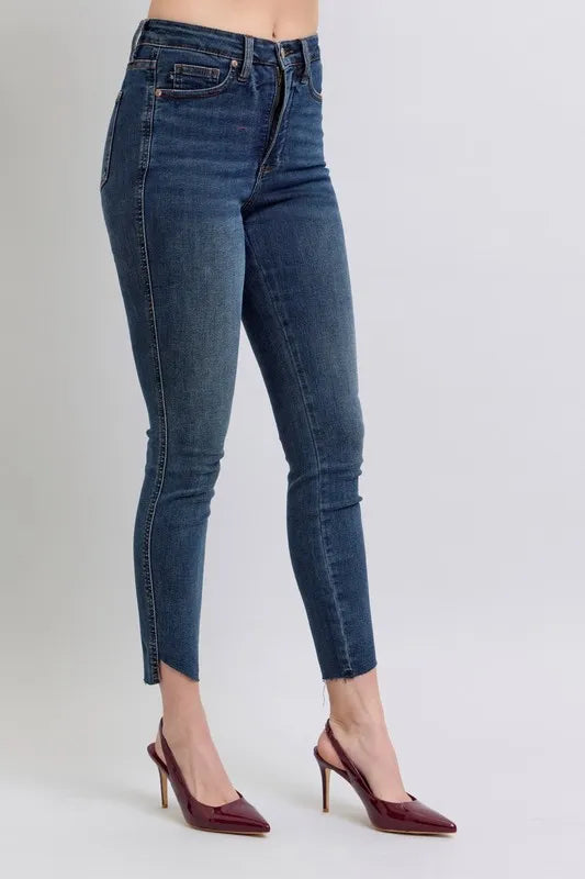 Judy Blue Full Size High Waist Tummy Control Step Hem Skinny Jeans Plus Size