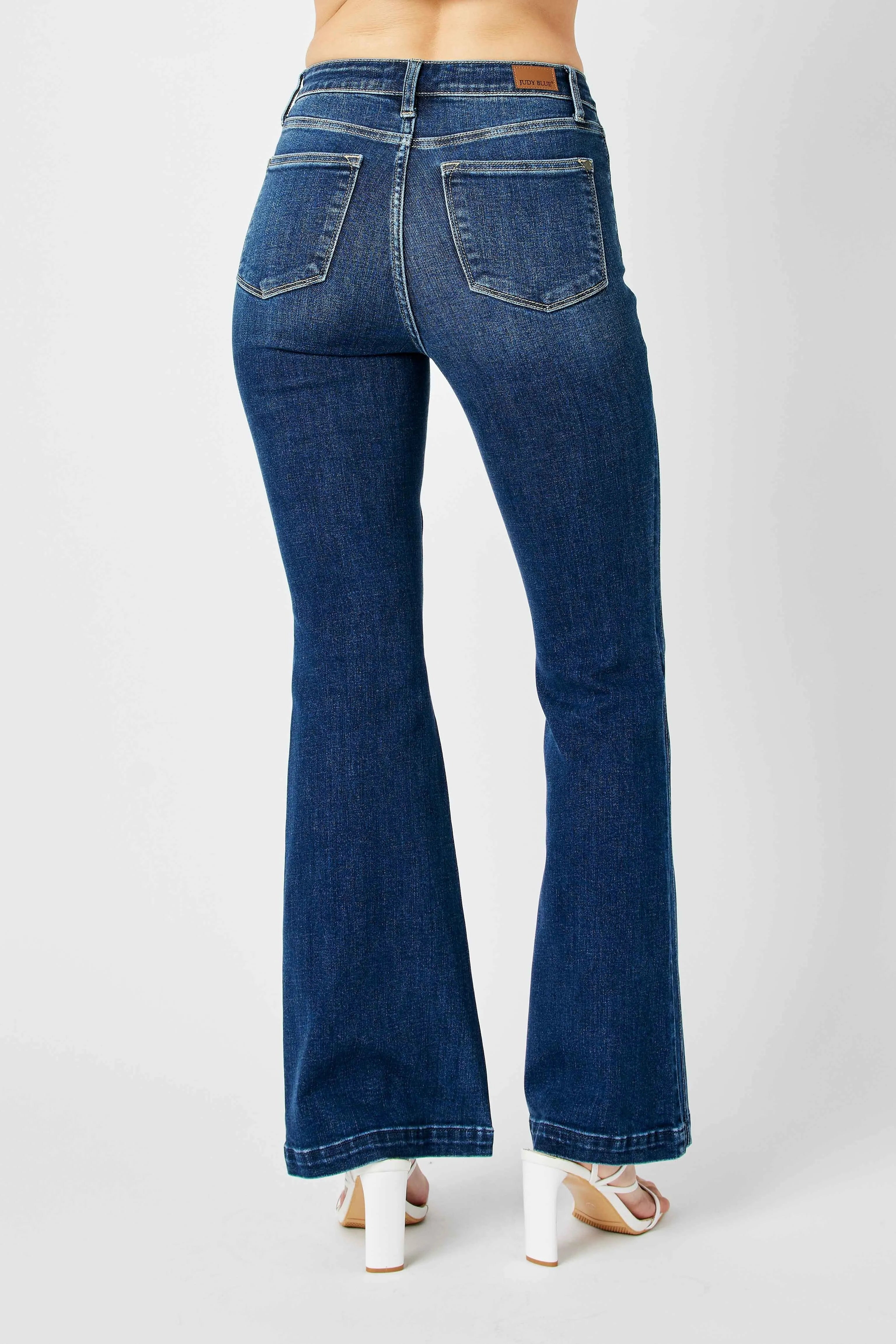 Judy Blue Full Size Hw Angled Side Seam Detail Flare Jeans Plus Size