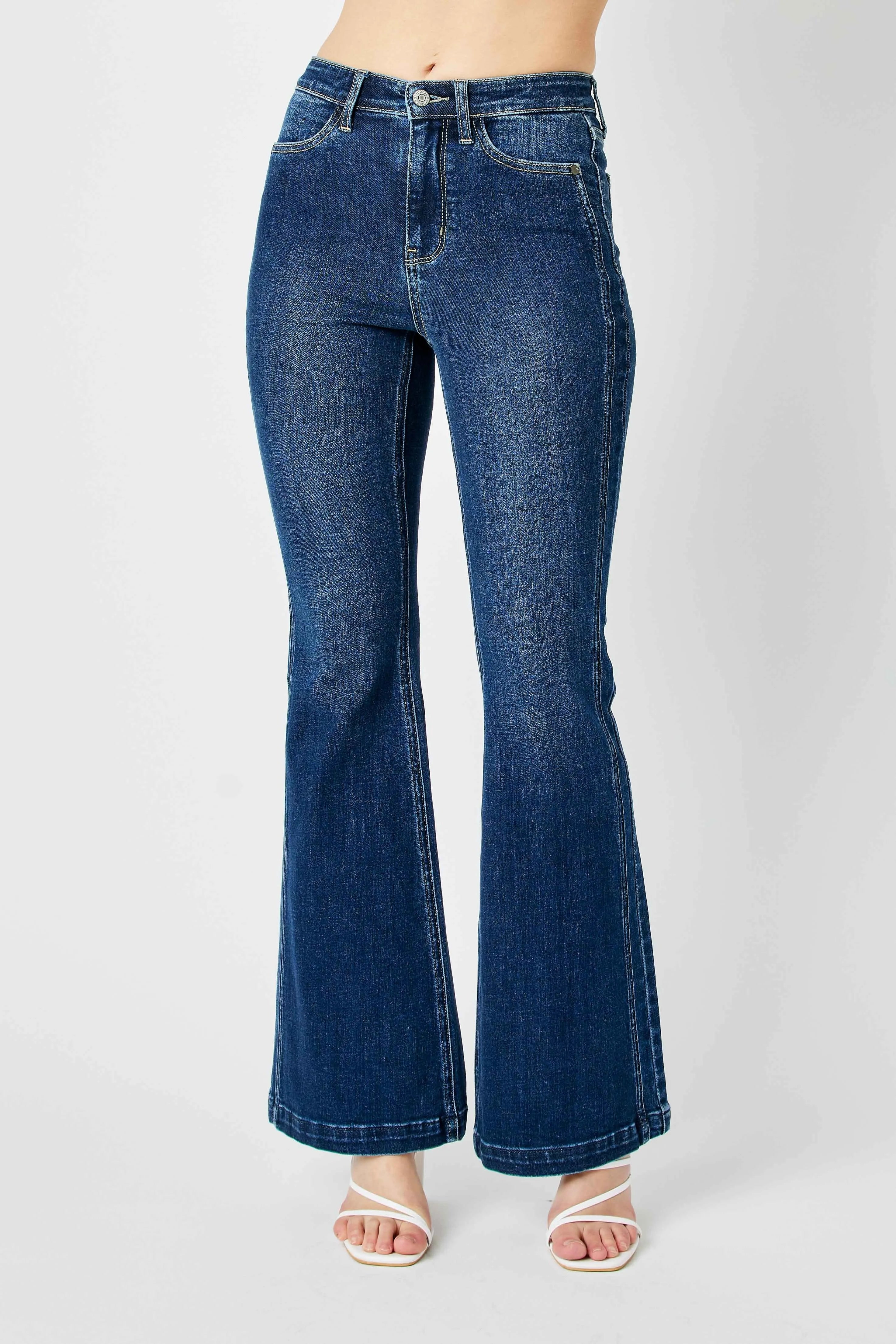 Judy Blue Full Size Hw Angled Side Seam Detail Flare Jeans Plus Size