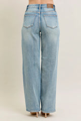 Judy Blue Full Size Hw Destroy & Knee Patch Straight Jeans Plus Size