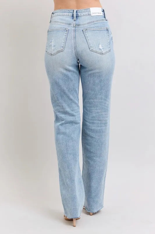 Judy Blue Full Size Mid Rise Light Wash Dad Jeans Plus Size