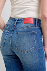 Judy Blue Full Size Mr Plaid Print Cuff Bf Jeans Plus Size