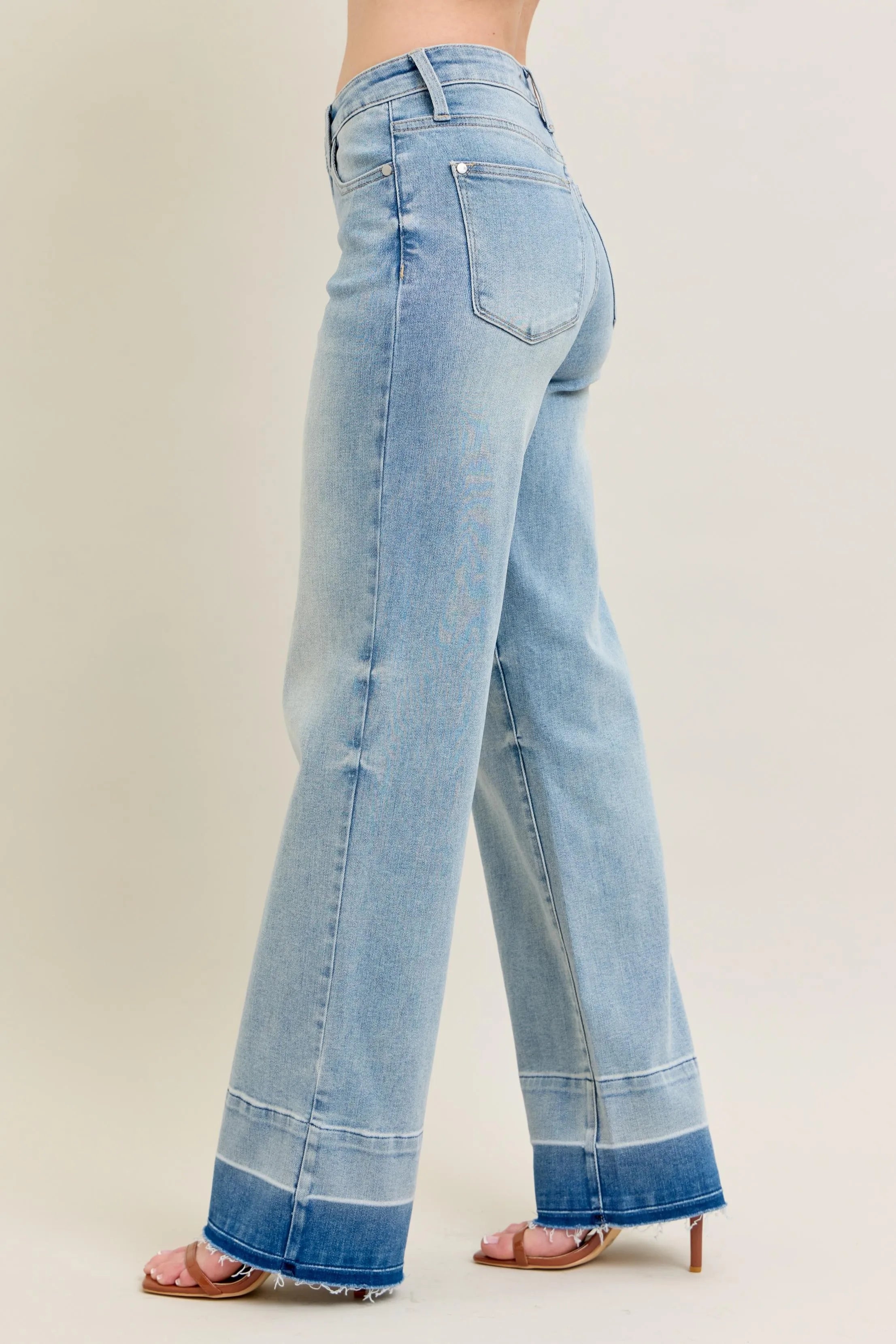 Judy Blue Full Size Mr Release Hem Wide Leg Jeans Plus Size