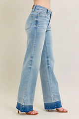Judy Blue Full Size Mr Release Hem Wide Leg Jeans Plus Size