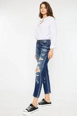 Kancan High Rise Distressed Mom Fit Jeans