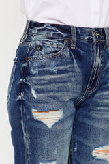 Kancan High Rise Distressed Mom Fit Jeans