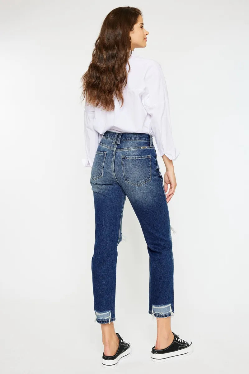 Kancan High Rise Distressed Mom Fit Jeans