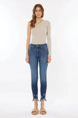 Kancan Raw Hem High Waist Cropped Jeans