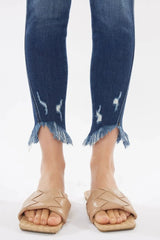 Kancan Raw Hem High Waist Cropped Jeans