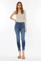 Kancan Raw Hem High Waist Cropped Jeans