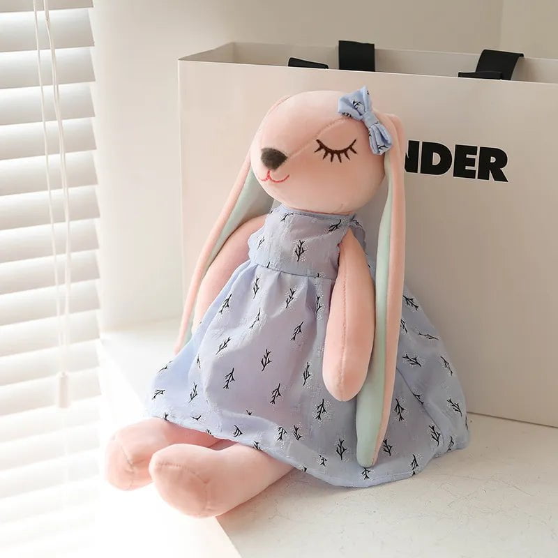 Kawaii Long Ear Rabbit Plush Toys - Baby Sleep Comfort Dolls, Stuffed Soft Animal Toys, Lovely Rabbit for Children Girls Blue / 35cm