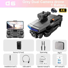 KBDFA D6 Mini Drone: 4K HD Camera, Aerial Photography, Obstacle Avoidance Black-Dual C-OF-1B