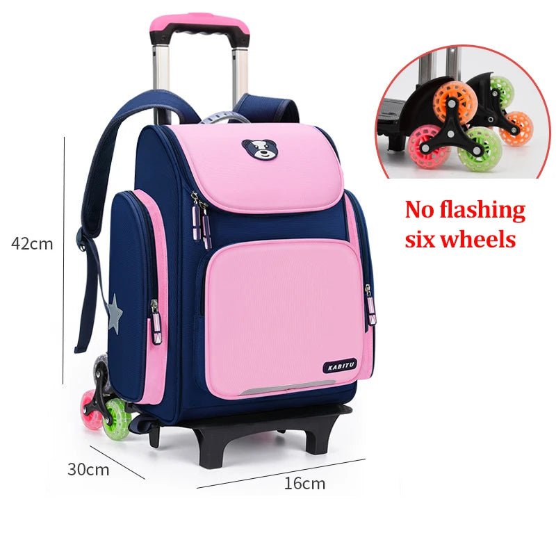 Kids' Rolling Backpack: Wheeled School Bag 6 wheels