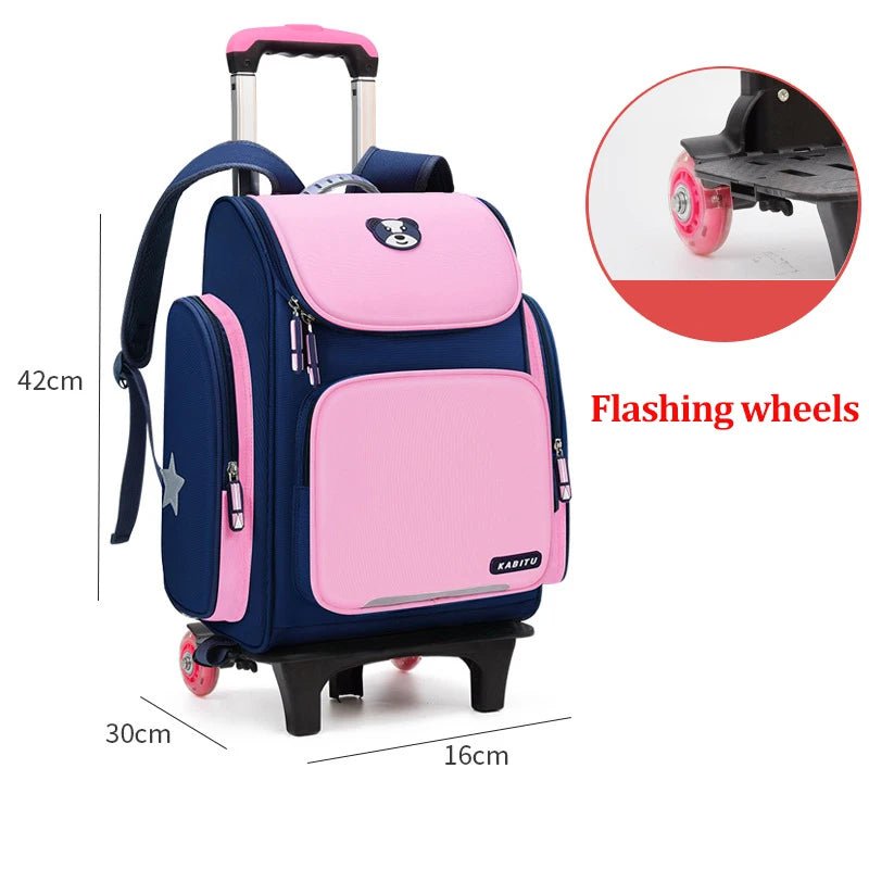 Kids' Rolling Backpack: Wheeled School Bag Flashing 2 wheels