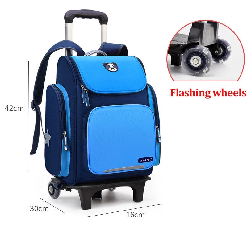 Kids' Rolling Backpack: Wheeled School Bag Flashing 2 wheels 3