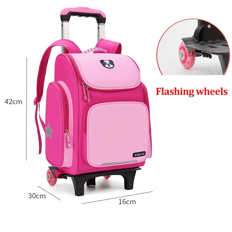 Kids' Rolling Backpack: Wheeled School Bag Flashing 2 wheels 4