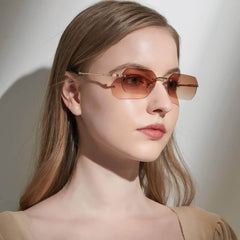 Knitted Rimless Gold Frame Eyewear