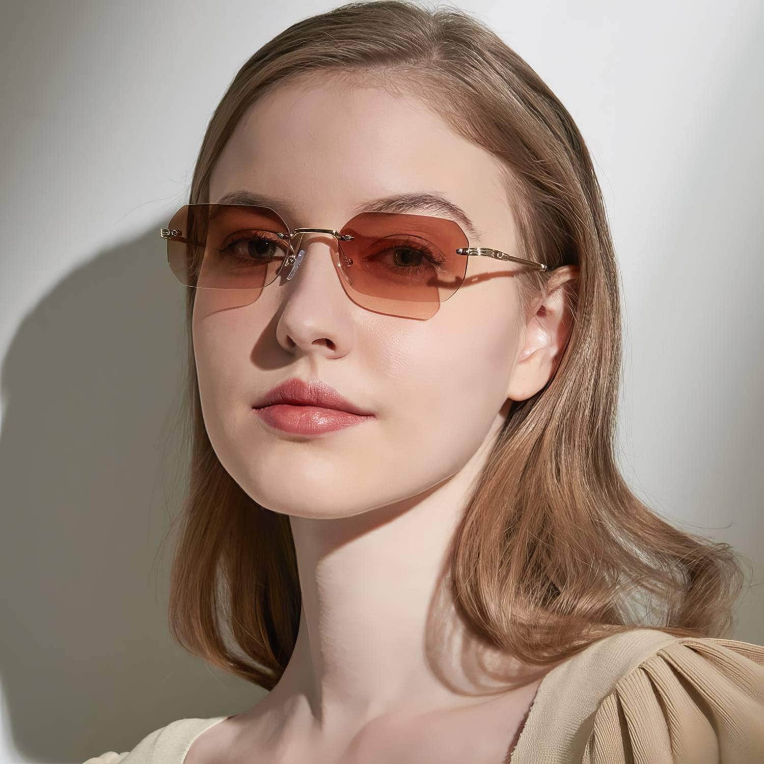 Knitted Rimless Gold Frame Eyewear
