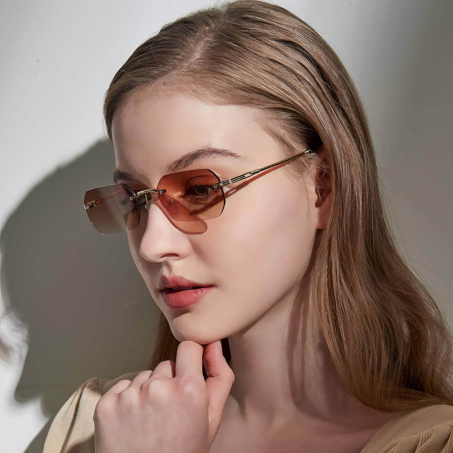 Knitted Rimless Gold Frame Eyewear