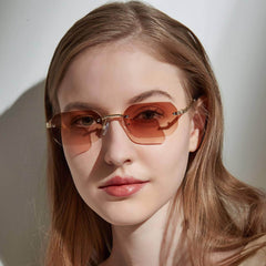 Knitted Rimless Gold Frame Eyewear