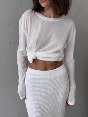 Knotted Long Sleeve T-Shirt White / S