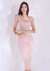 Knotted Shoulders Bustier Bodycon Dress