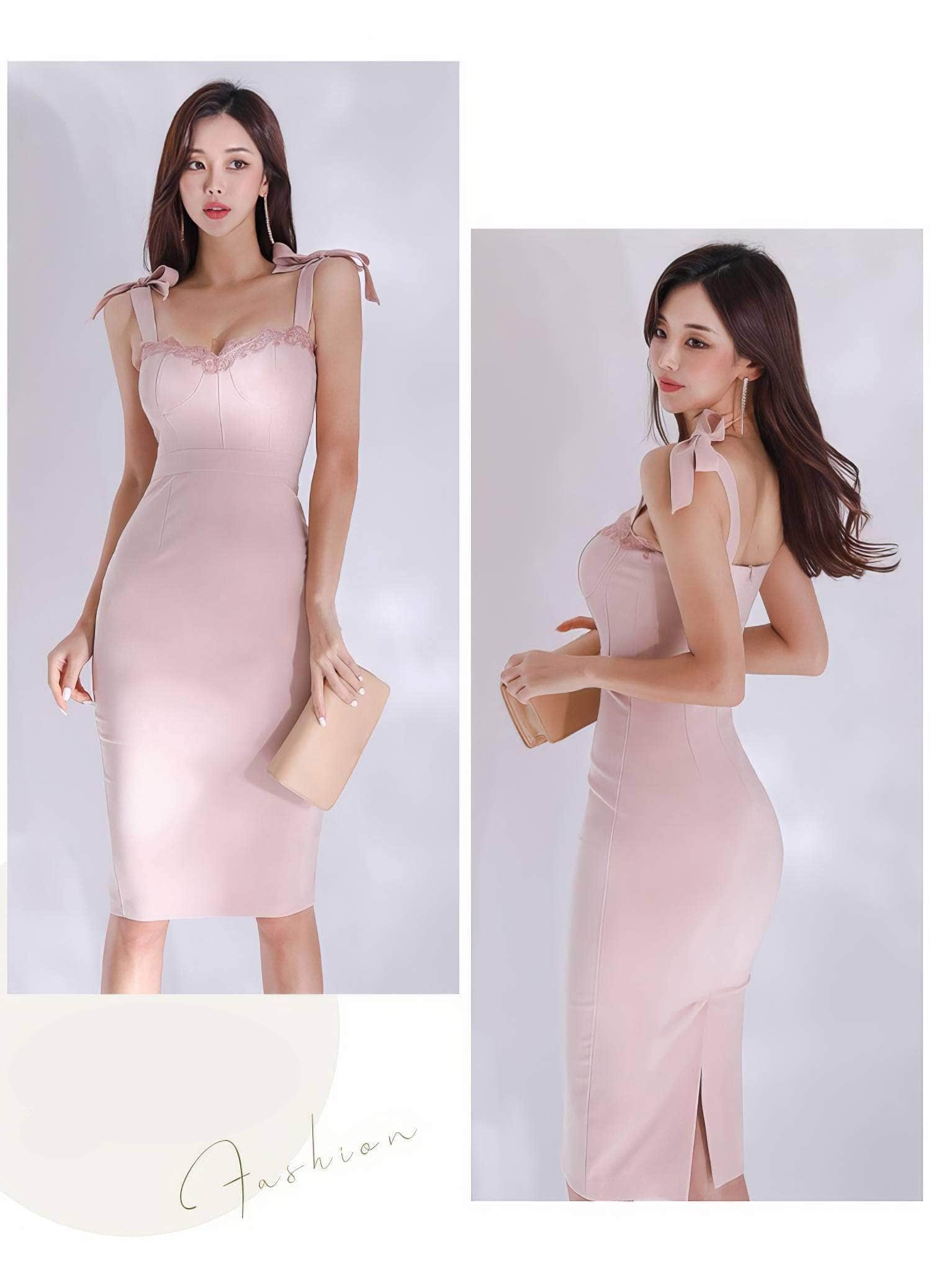 Knotted Shoulders Bustier Bodycon Dress