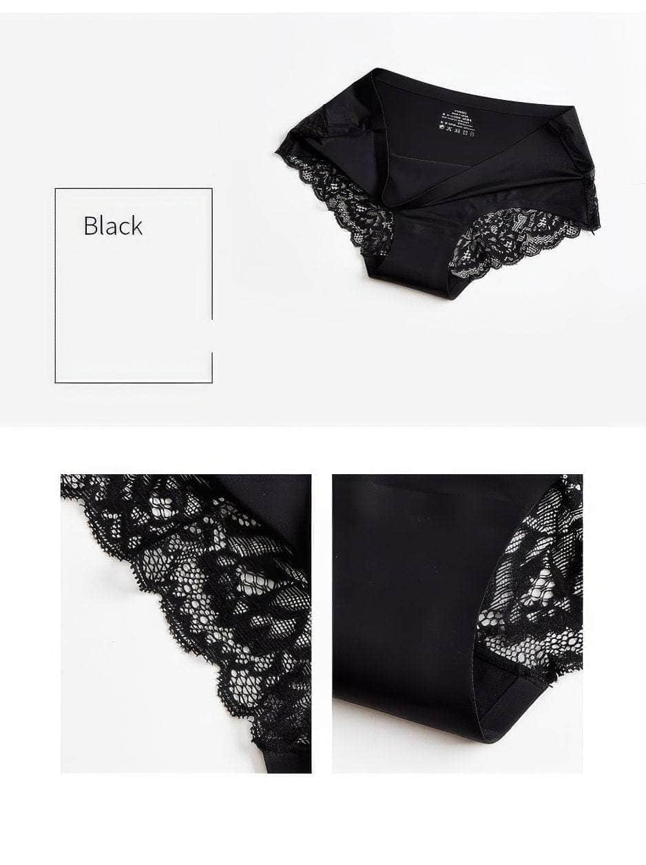 Lace Accented Mid Waist Seamless Panties