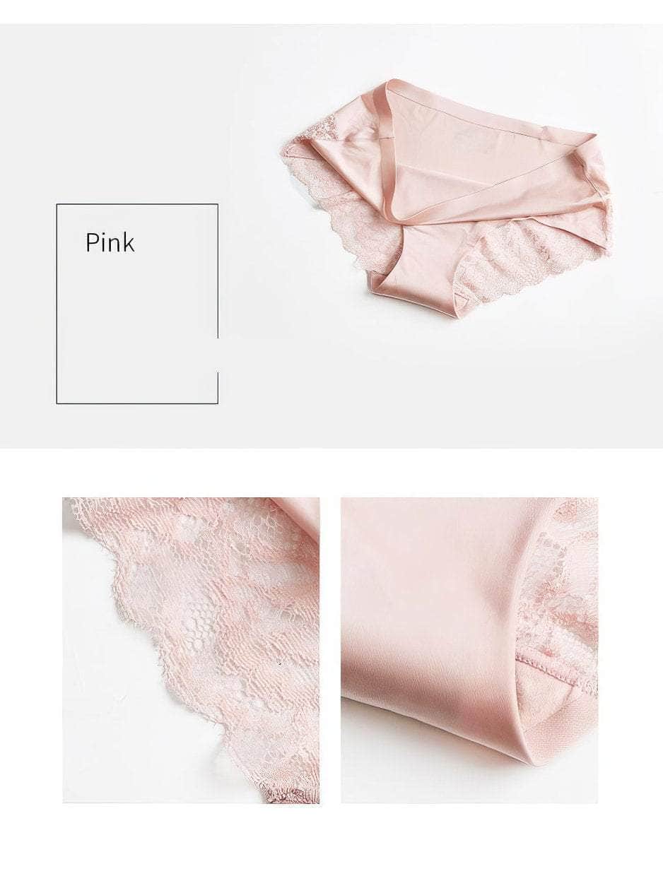 Lace Accented Mid Waist Seamless Panties