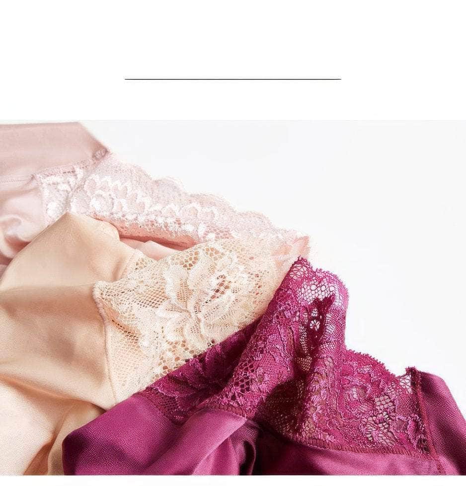 Lace Accented Mid Waist Seamless Panties